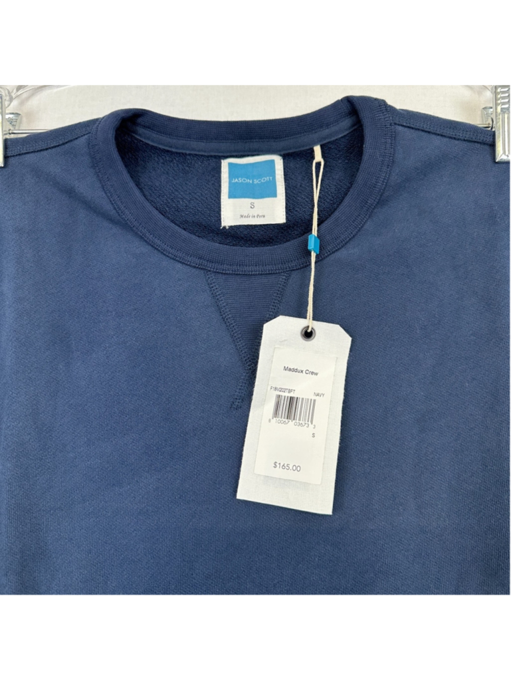 Jason Scott Maddox Crew Pima Cotton Sweatshirt‎ Navy Men's Size S